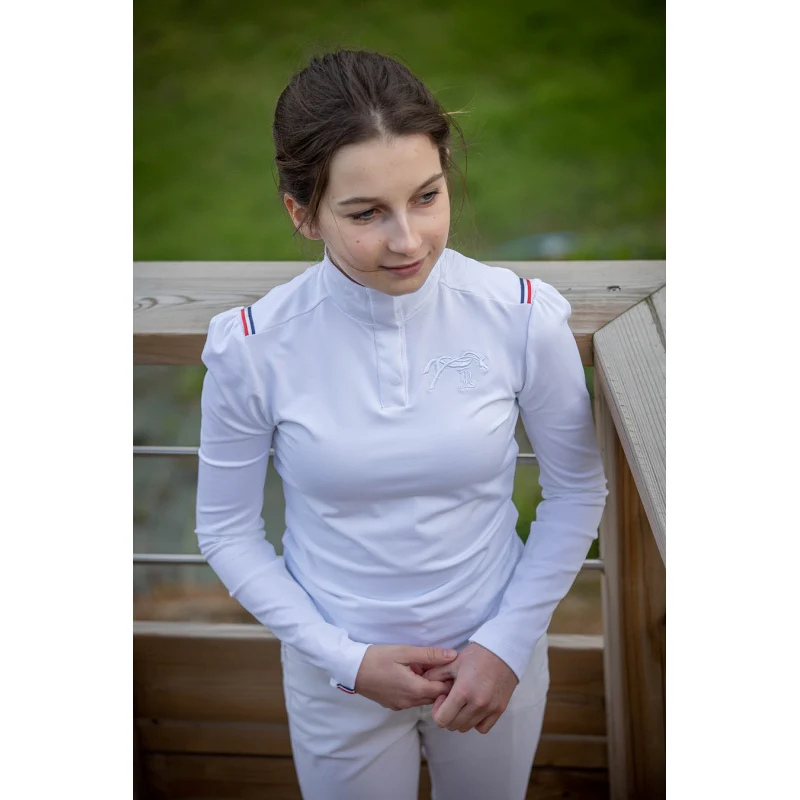 Polo de Concours Bruges Blanc & Galon Tricolore - Enfant – Image 2